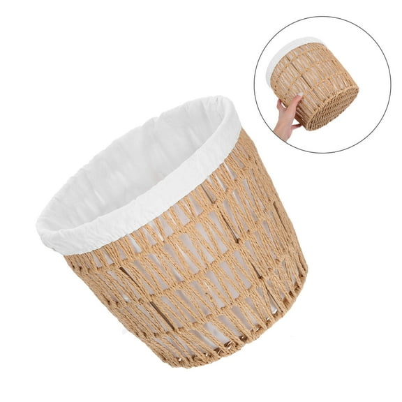 CTIRCHIU Woven Paper Rope Bread Basket with Removable Cotton Liner - Kitchen Storage Organizer and Decorative Bread Bin