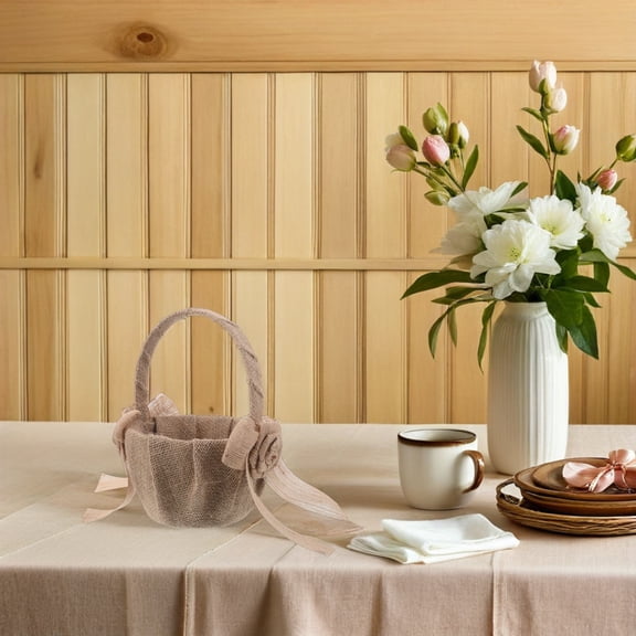 CTIRCHIU Handwoven Natural Burlap Wedding Flower Basket in Coffee Color for Rustic Romantic Home and Event Decor