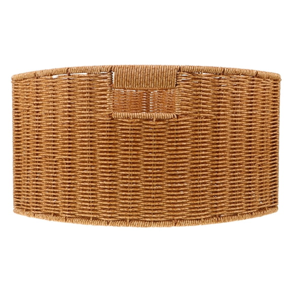 CTIRCHIU Fan-Shaped Light Brown Plastic Rattan Woven Triangle Corner Storage Basket