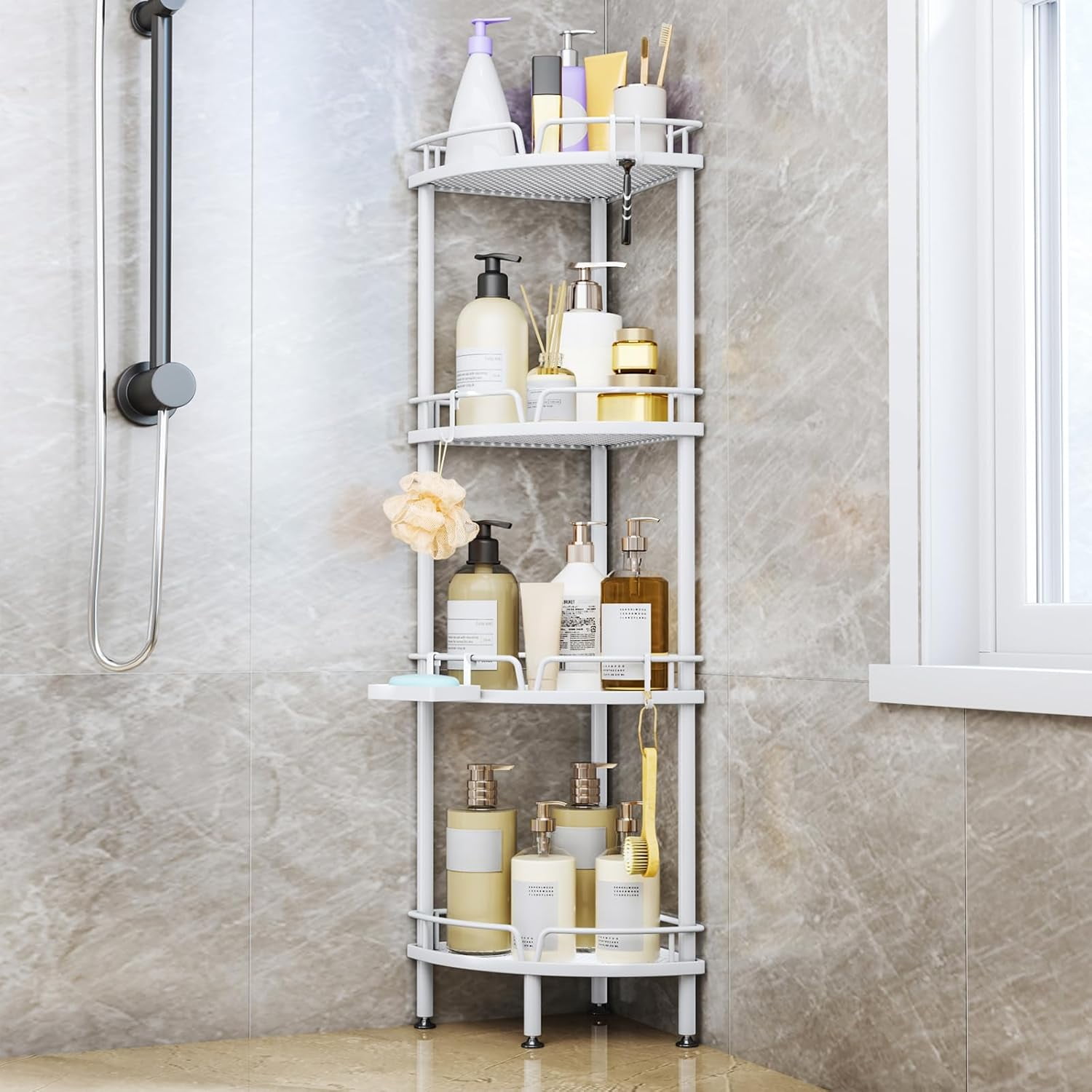 CTIVBI Corner Shower Caddy Standing - 3 Tier Acrylic Shower Organizer ...