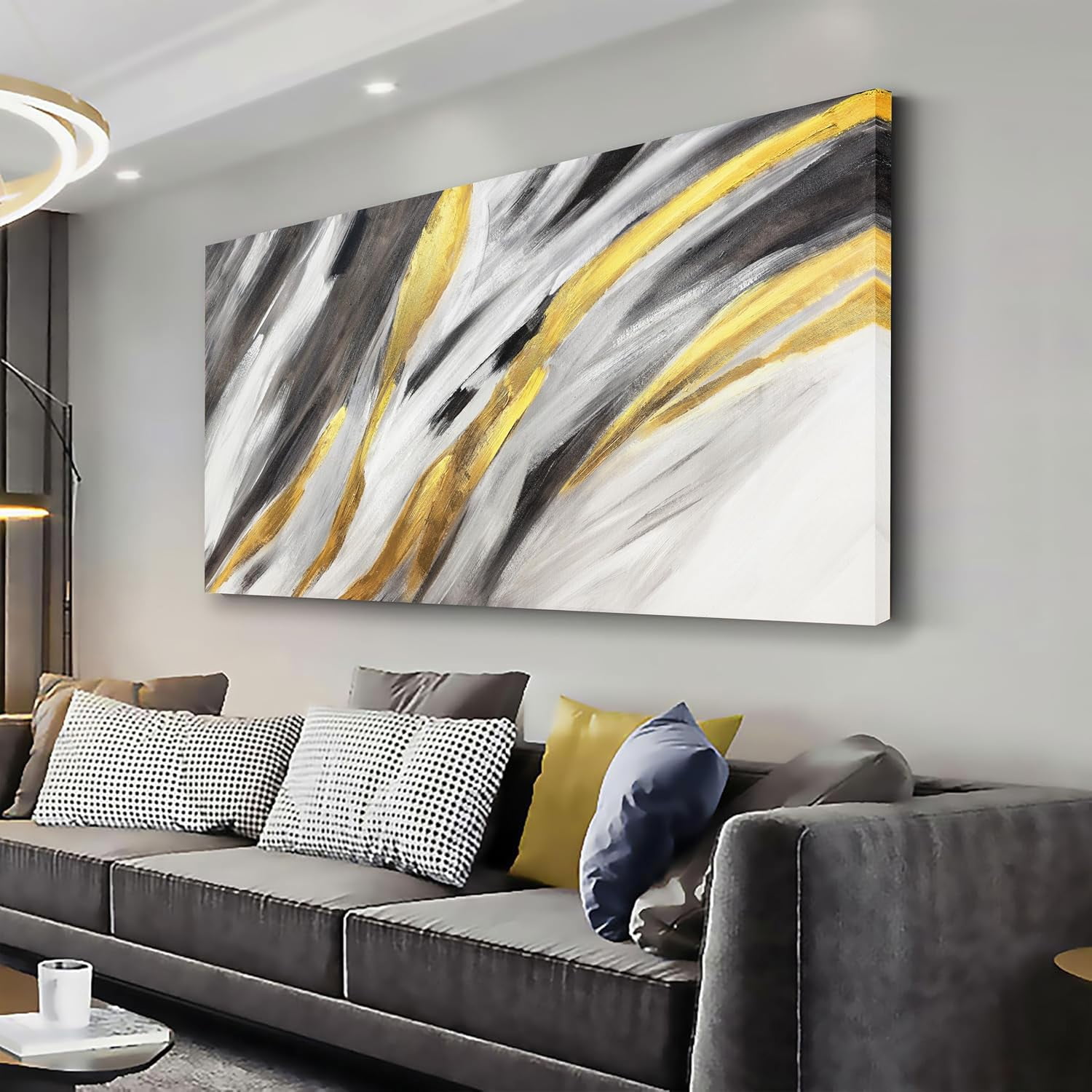 CTLLAbstract Wall Art Black White Gold Abstract Canvas Wall Decor