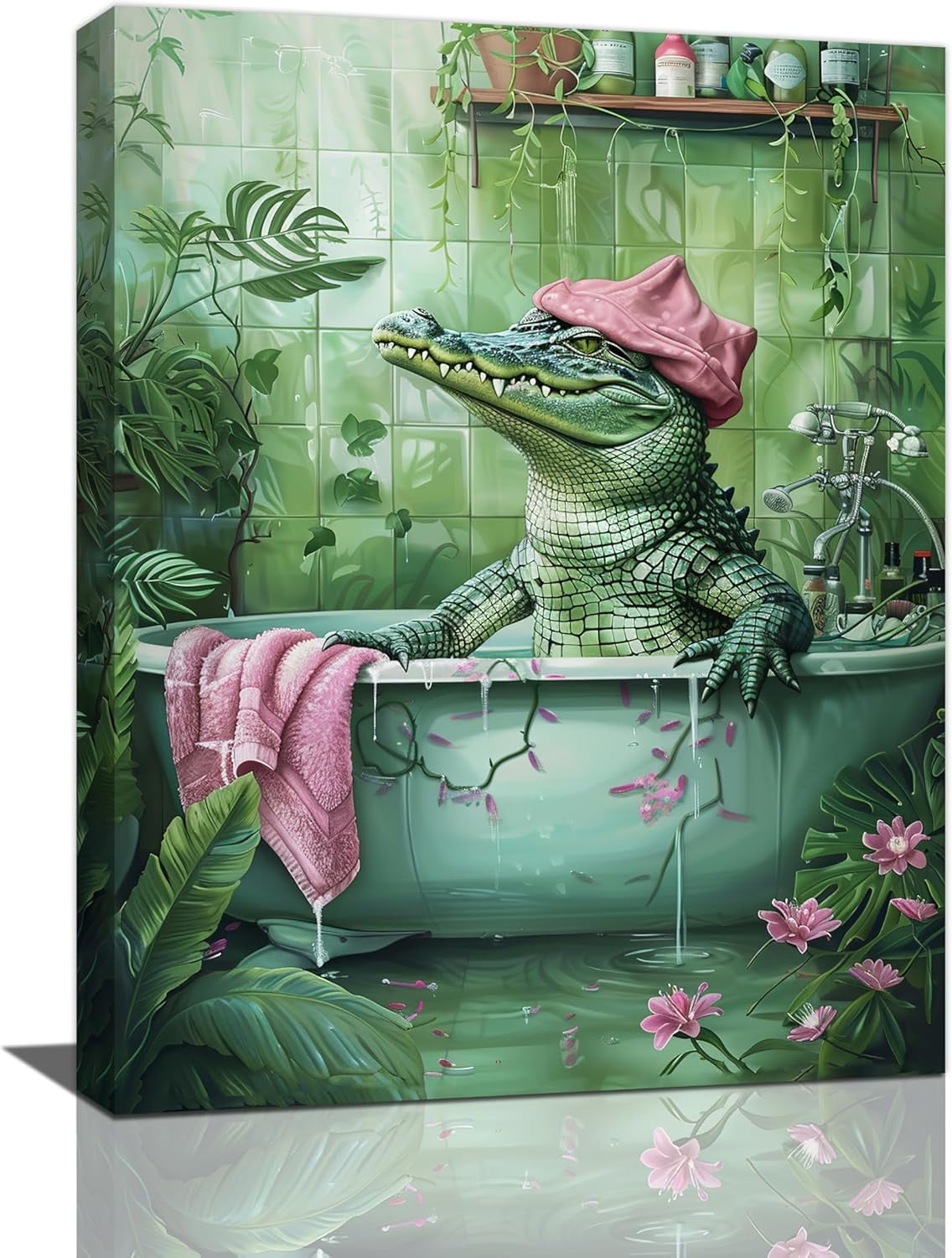 CTLLBathroom Crocodile Wall Art Alligator Bathroom Pictures Wall Decor