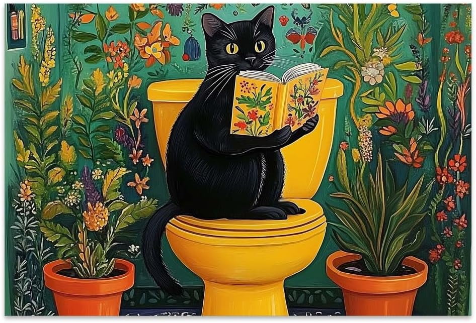 CTLLBathroom Wall Art, Funny Cat Poster Picture Colorful Cat Art
