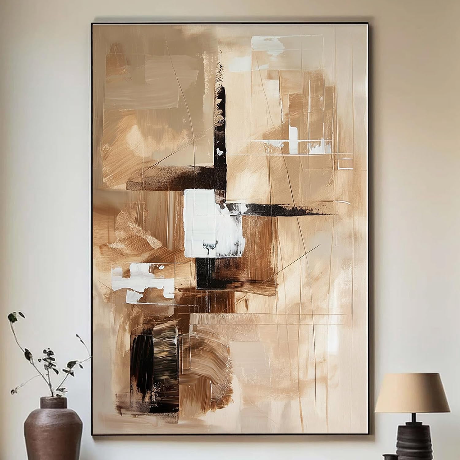 CTLL-Brown Abstract Wall Art Modern Geometric Prints Brown and Beige ...