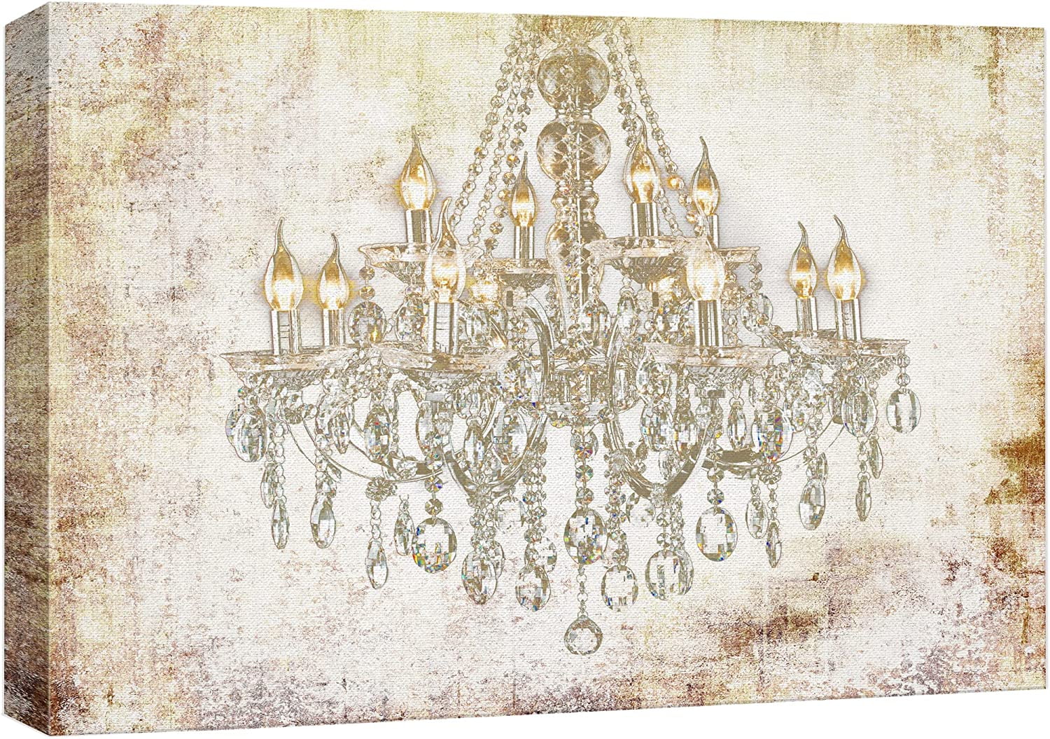 CTLLCanvas Print Wall Art Crystal Chandelier on Grunge Background