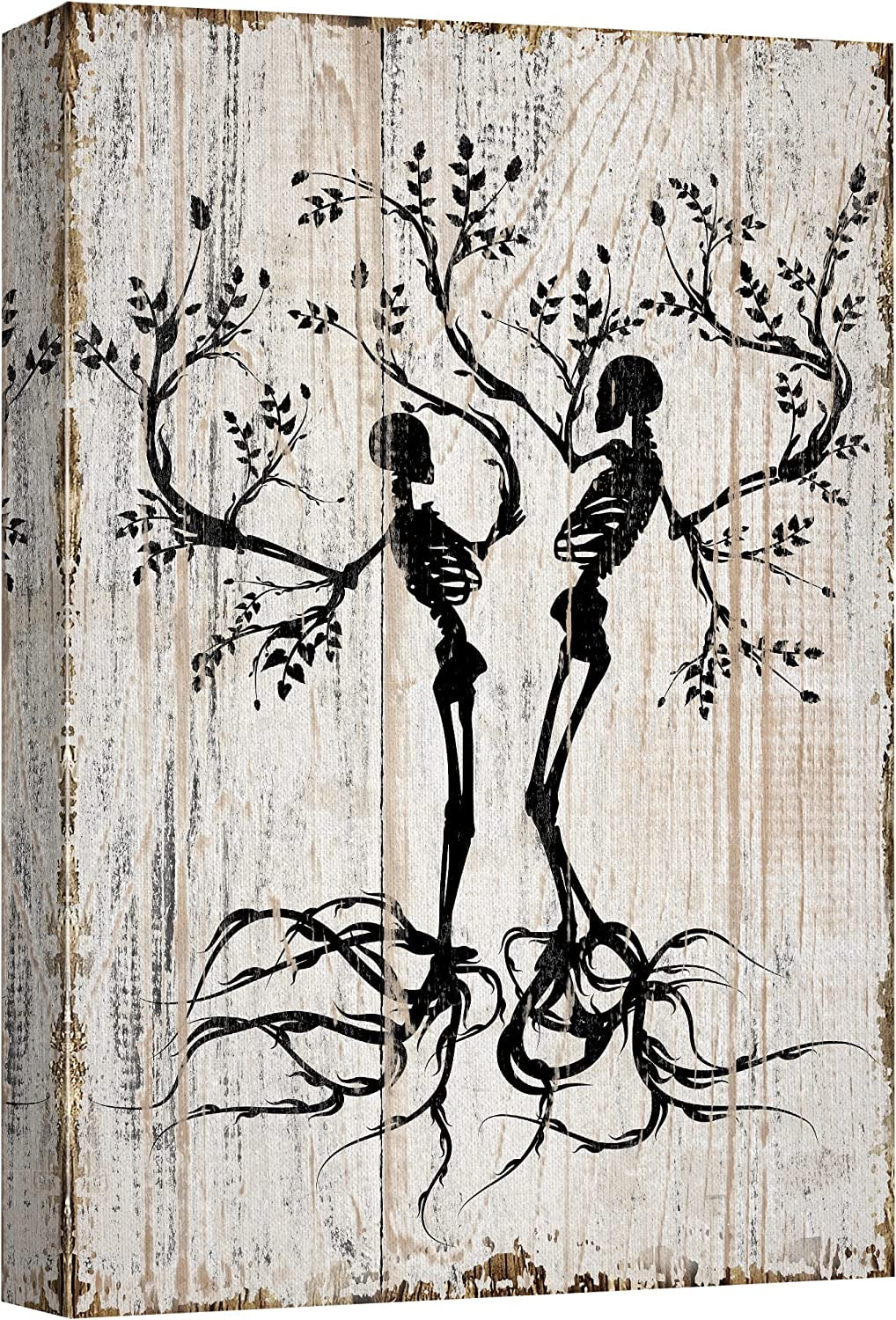 CTLLCanvas Print Wall Art Spooky Skeleton Tree Silhouettes on Wood