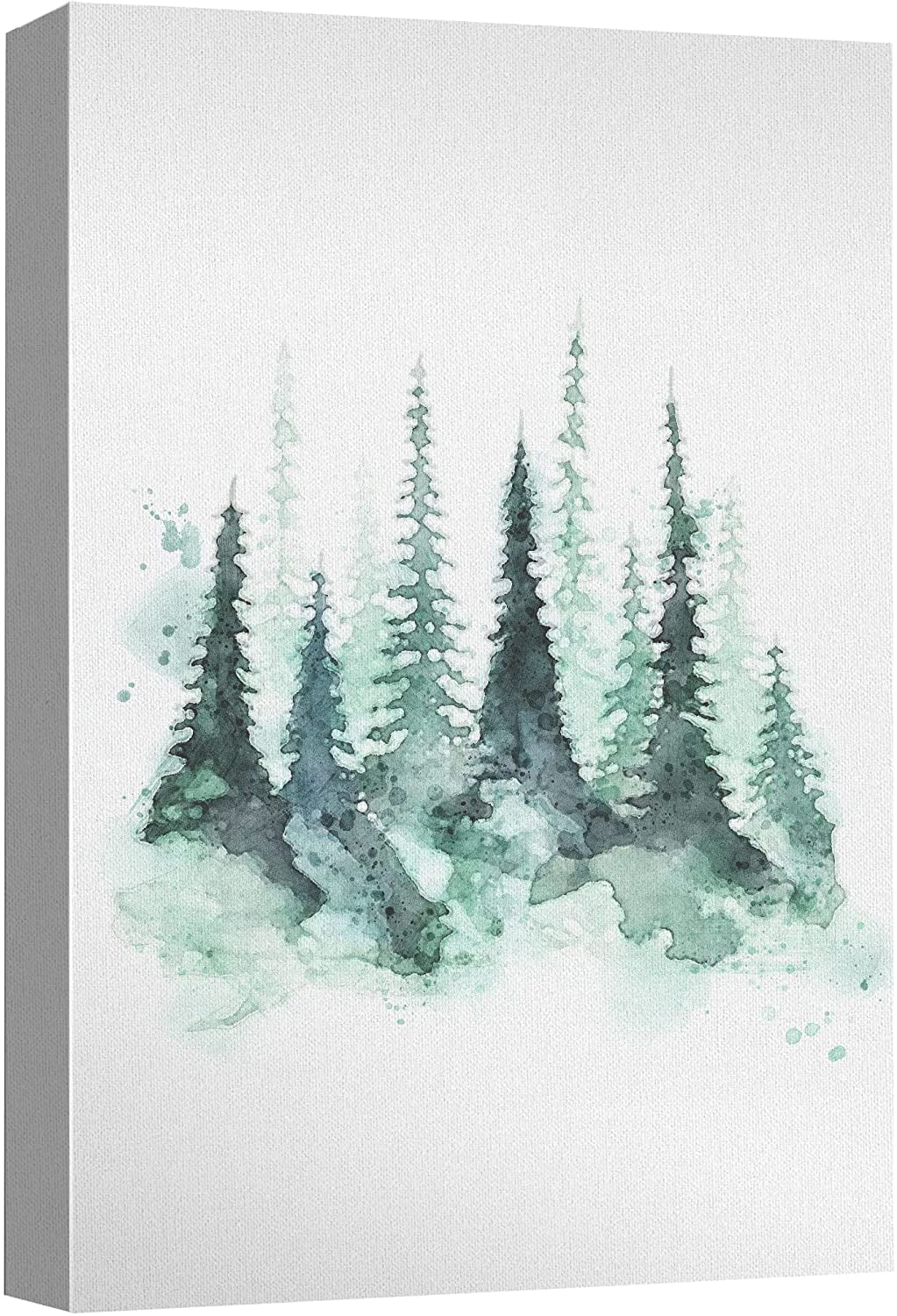 CTLLCanvas Print Wall Art Watercolor Pastel Green Forest Pine Tree
