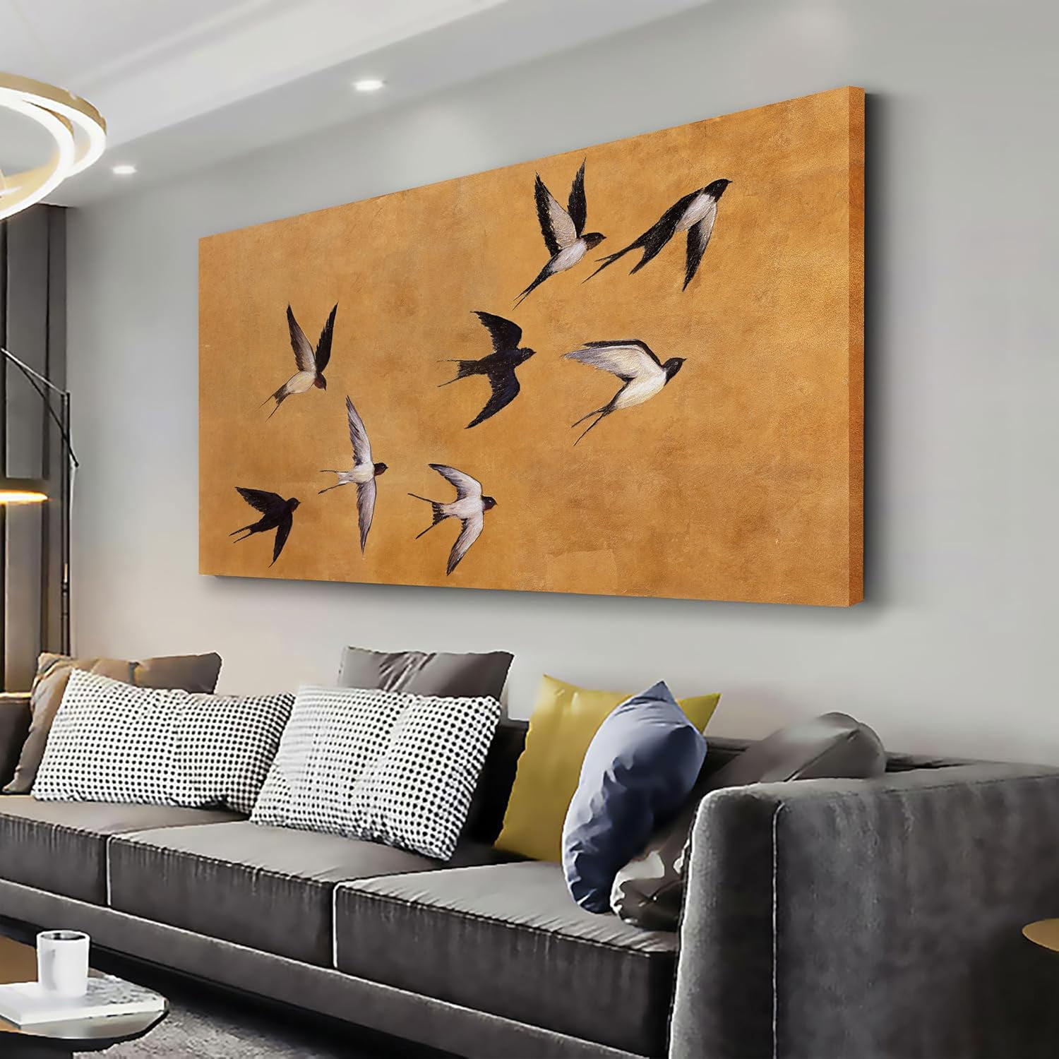 CTLLCanvas Wall Art Bird Pictures Wall Decor Yellow Background Artwork