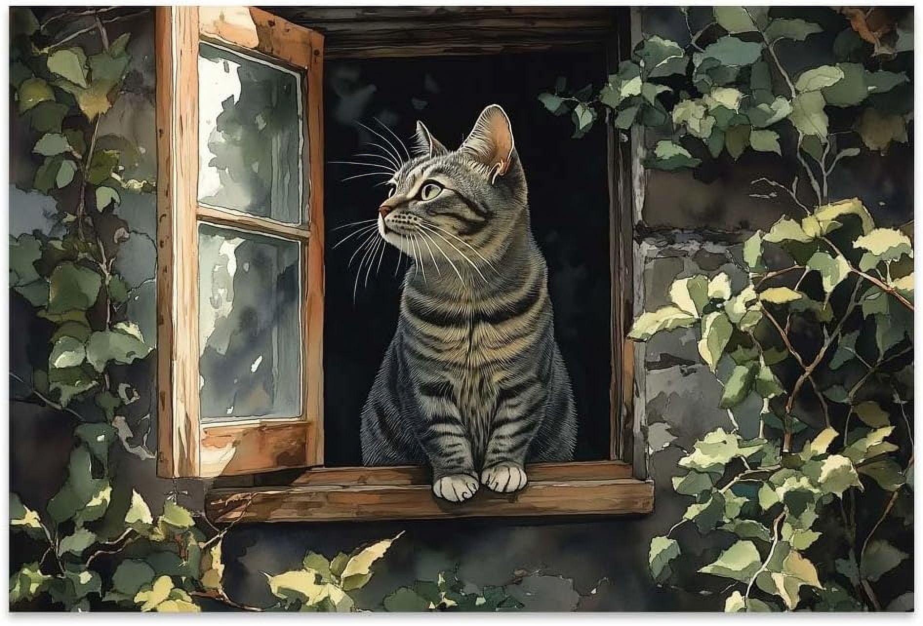 CTLLCat Wall Art, Animal Prints Poster Canvas Print Rustic Wall Decor