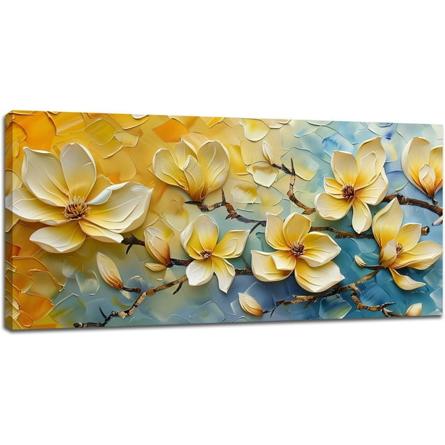 CTLLFlower Wall Art for Living Room Size Yellow And Blue Flower Floral