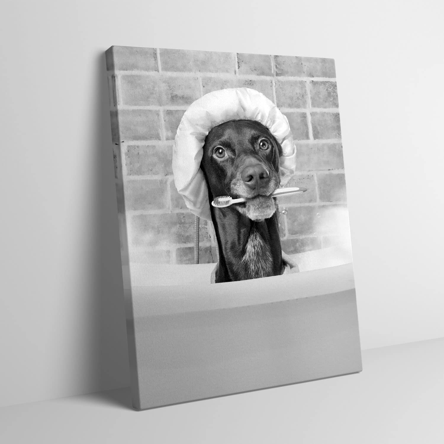ctll-funny-animal-canvas-wall-art-dog-in-bathtube-art-print-black-and