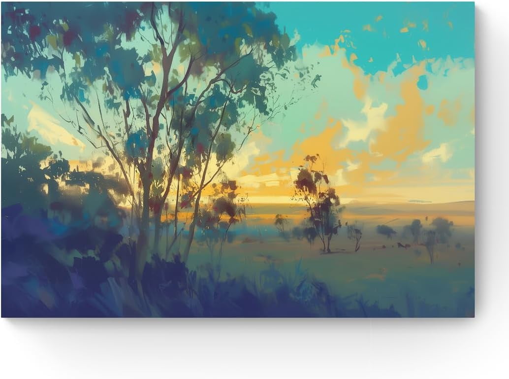 CTLL-Green Tree Canvas Wall Art Decor, Forest Landscape Bedroom Artwork ...