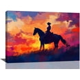 CTLLHorse Canvas Wall Art Western Cowgirl Sunset Pictures Decor Orange