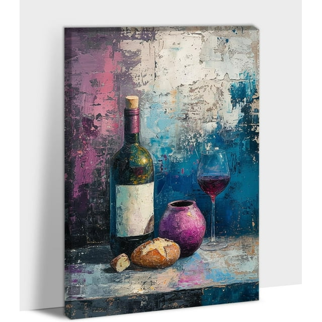 CTLL Kitchen Art Wall Decor Retro Wine Stretched Canvas Wall Art for