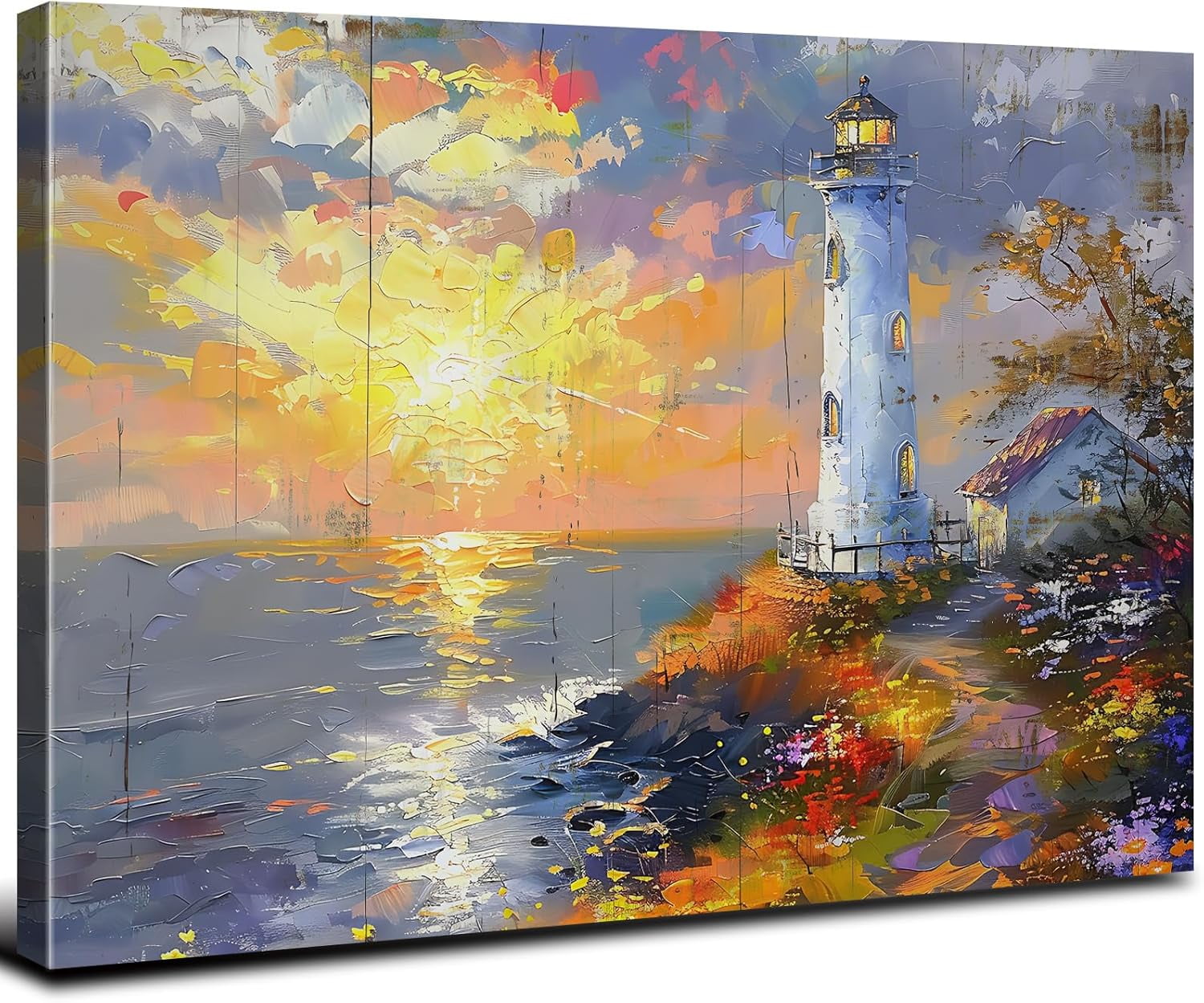 CTLLLighthouse Wall Art Abstract Beach Wall Decor Sunset Coastal