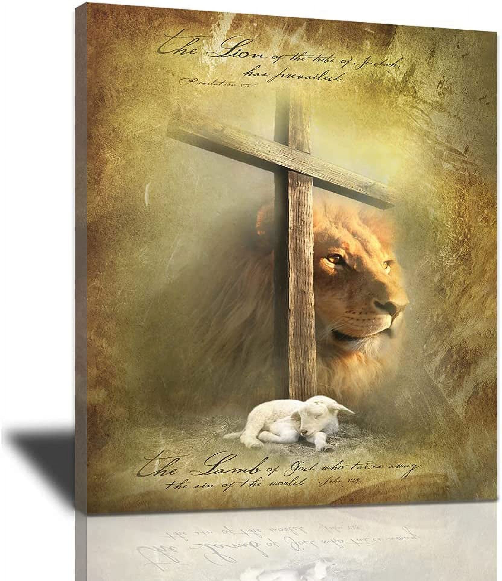CTLLLion King and Lamb the Cross Wall Art Decor Jesus Cross Christian