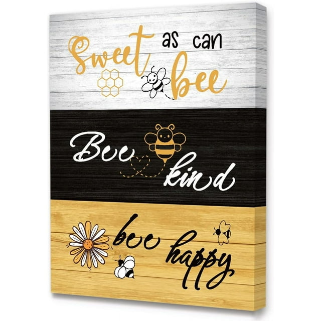 CTLLModern Rustic Honey Bee Canvas Wall Art,Funny Bee Home Decor Wall