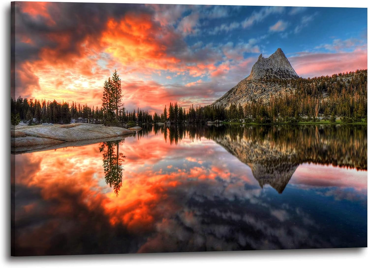CTLLNature Wall Art Canvas Picture Lake Scene Forest Tree Artwork