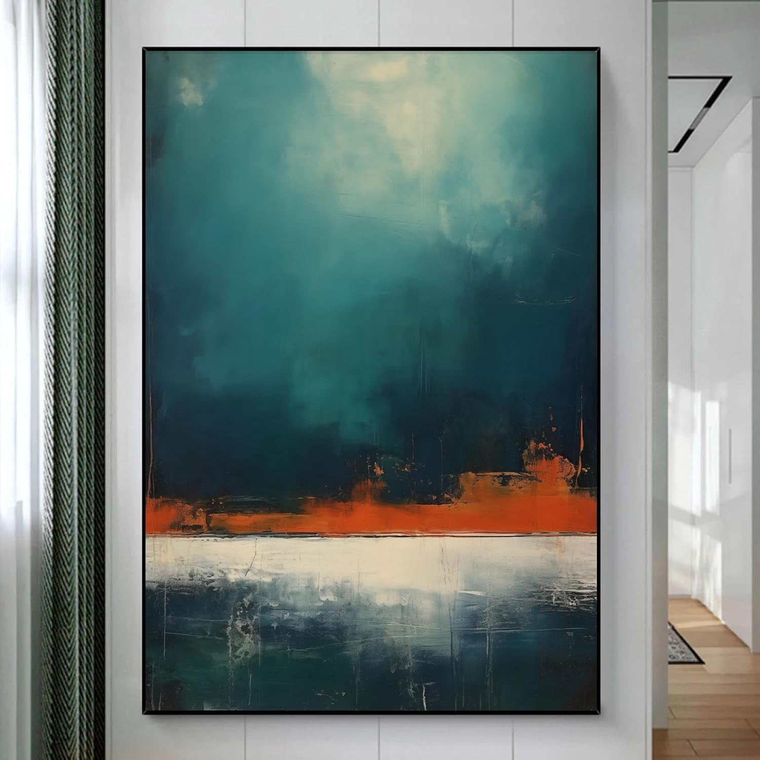 CTLL-Navy Blue Abstract Wall Art Teal Abstract Pictures Modern Dark ...
