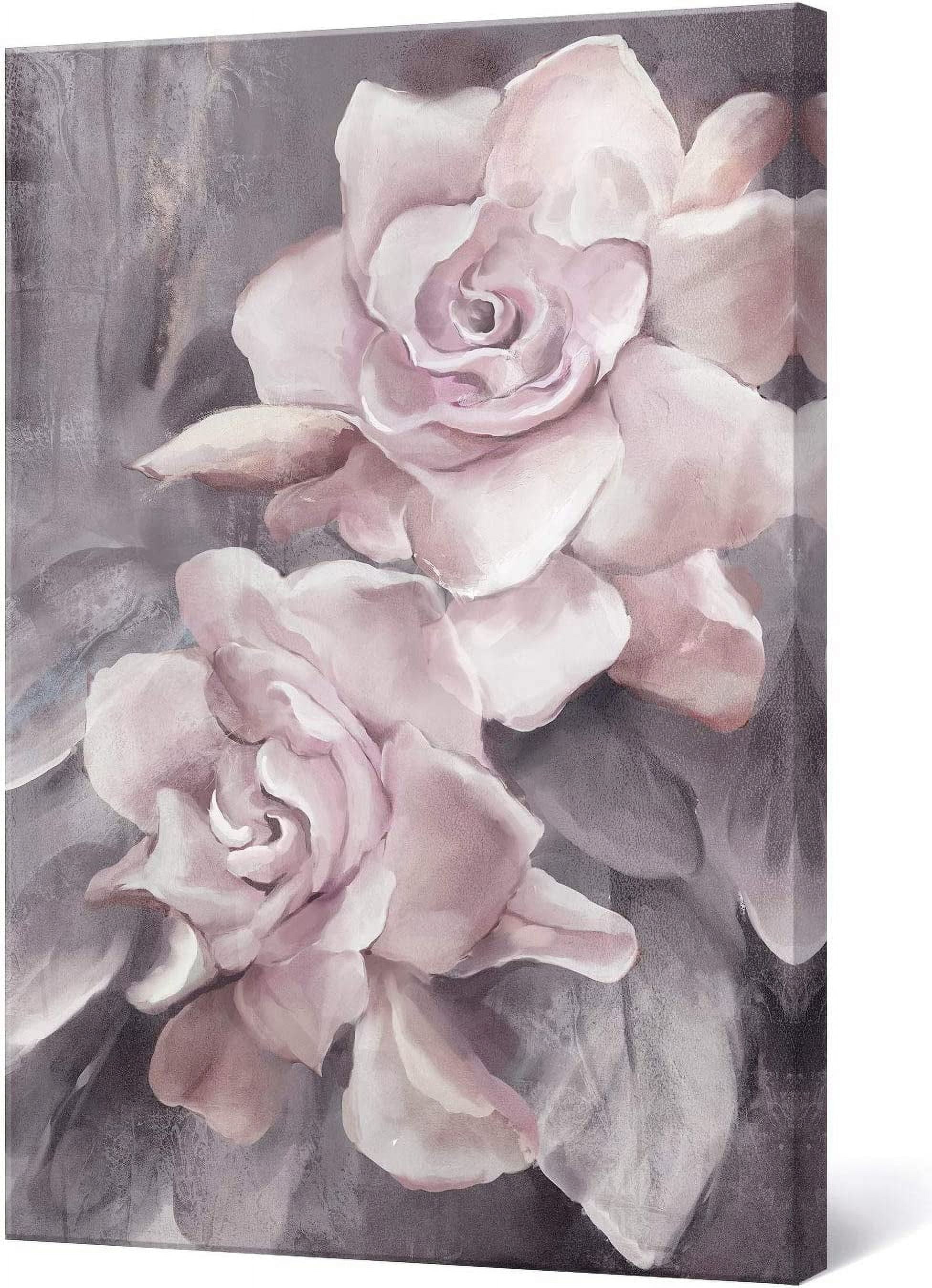 CTLLPink Grey Wall Art Rose Flower Floral Pictures Flowers Canvas