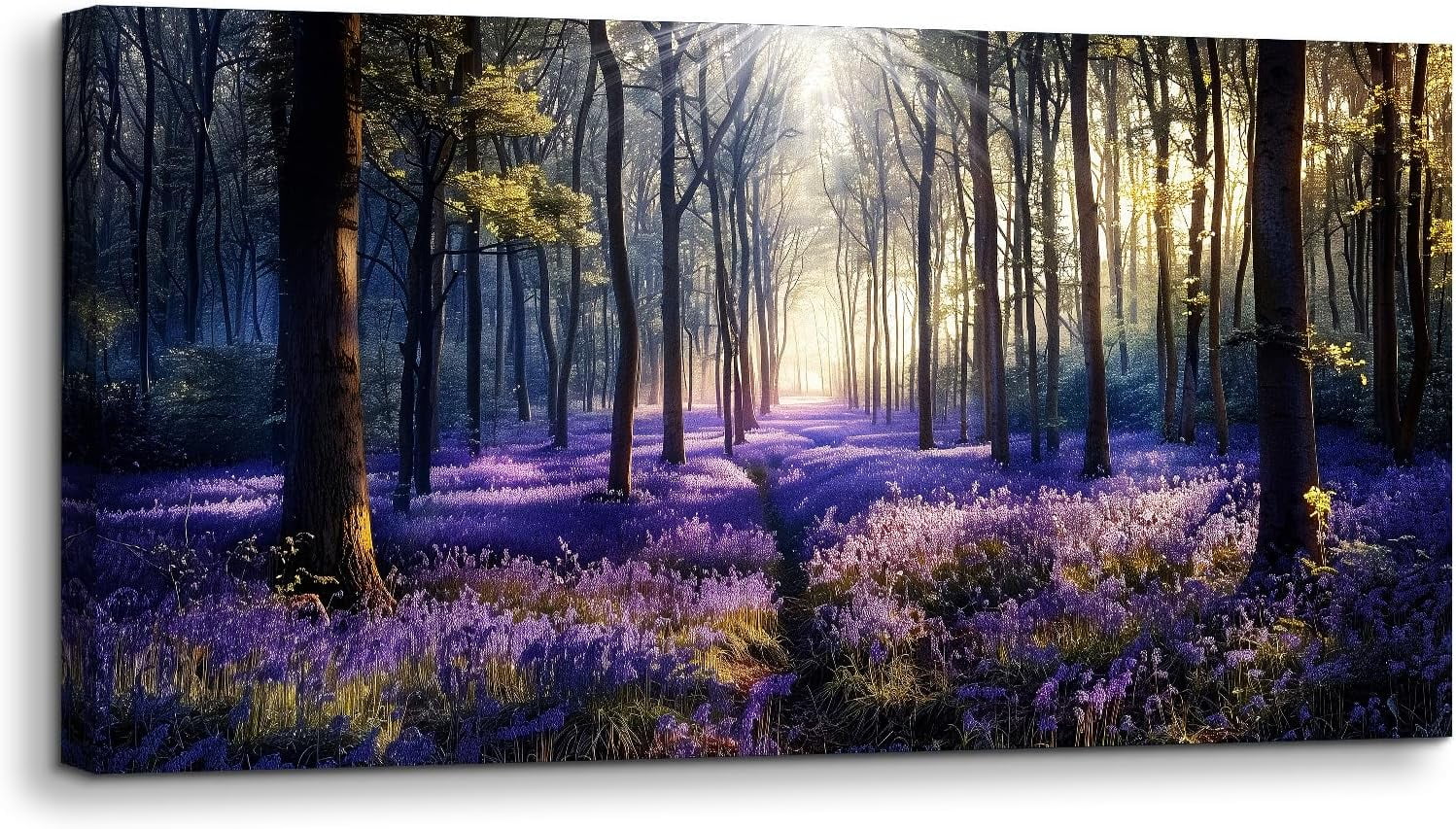 CTLLPurple Landscape Wall Art, Lavender Flower Field Artwork, Nature