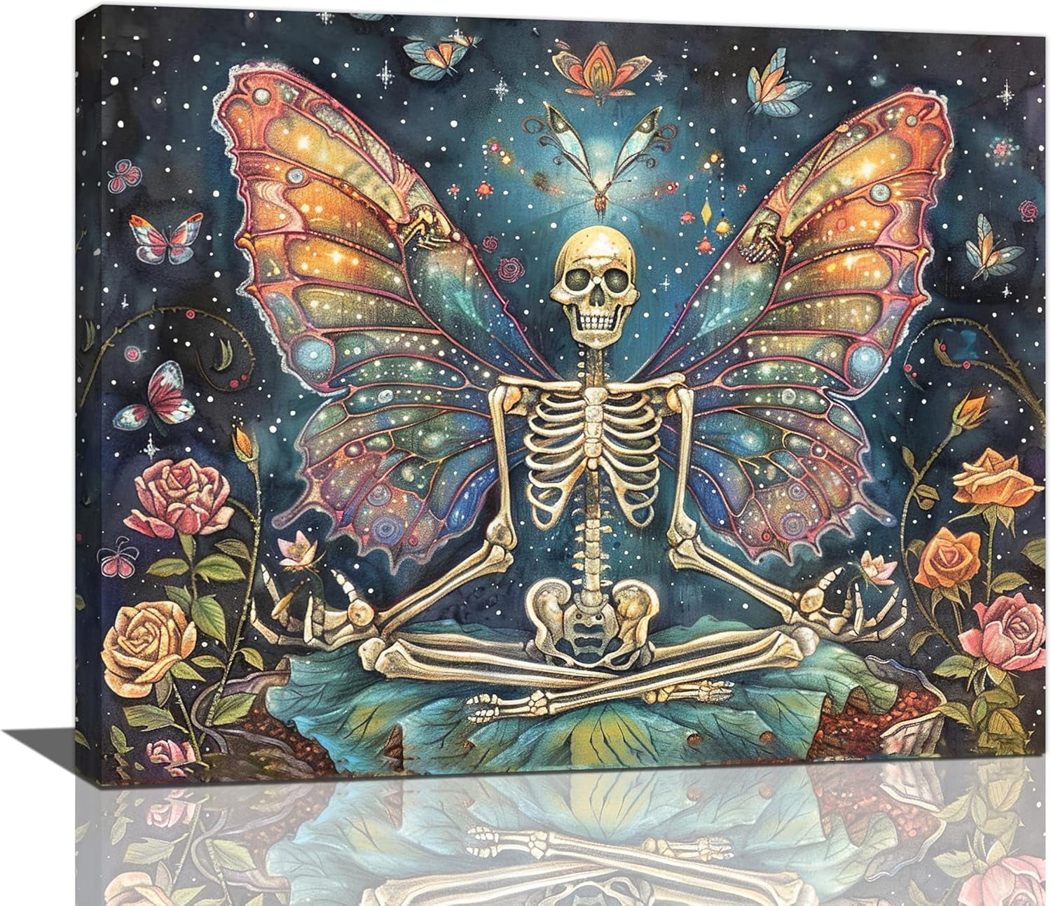 CTLL-Skeleton Halloween Wall Art Skull Butterfly Dark Spooky Pictures(03)