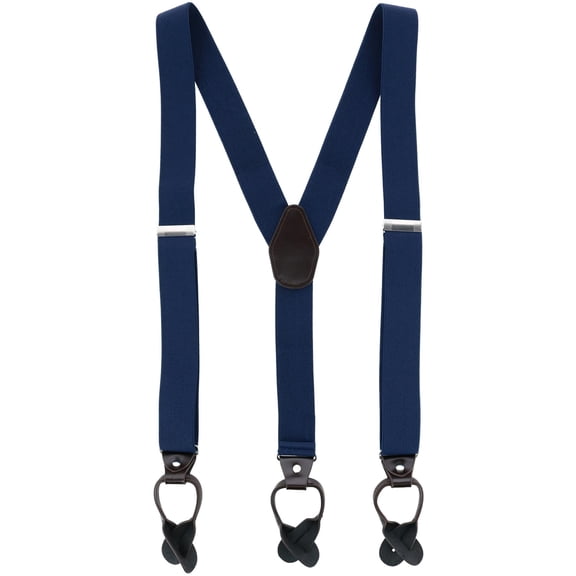 CTM  1.375 Inch Wide Solid Color Y-Back Button-End Suspenders (Men)