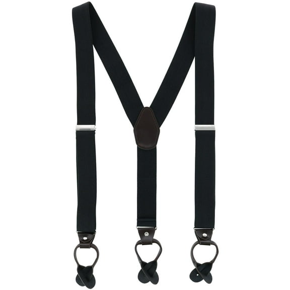CTM  1.375 Inch Wide Solid Color Y-Back Button-End Suspenders (Men)