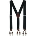 thumbnail image 1 of CTM  1.375 Inch Wide Solid Color Y-Back Double Clip-End Suspenders (Men), 1 of 3