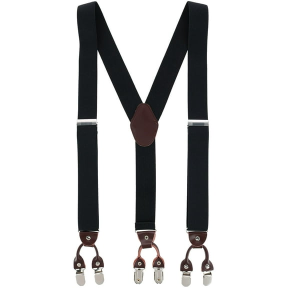 CTM  1.375 Inch Wide Solid Color Y-Back Double Clip-End Suspenders (Men)