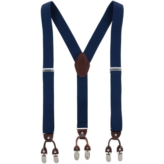 CTM  1.375 Inch Wide Solid Color Y-Back Double Clip-End Suspenders (Men)