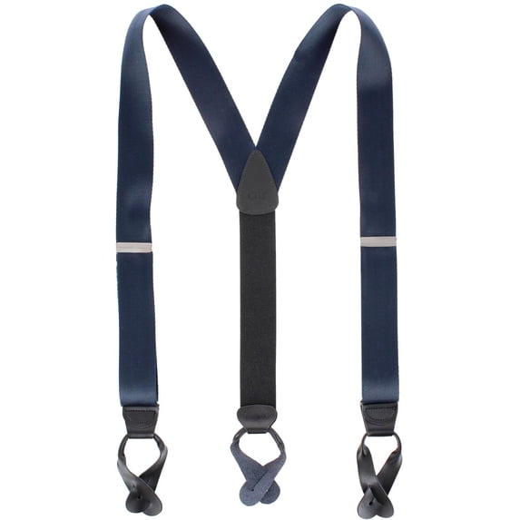 CTM 1.5 Inch Silky Feel Manhattan Button End Suspenders (Men)