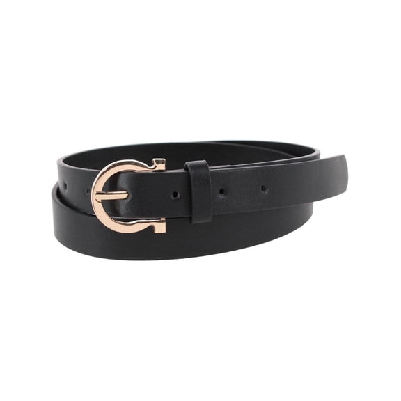 CTM 1-Inch Wide Leather Belt with Gold Buckle (Women)