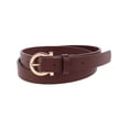 thumbnail image 1 of CTM  1-Inch Wide Leather Belt with Gold Buckle (Women), 1 of 5