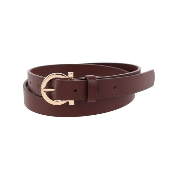CTM 1-Inch Wide Leather Belt with Gold Buckle (Women)