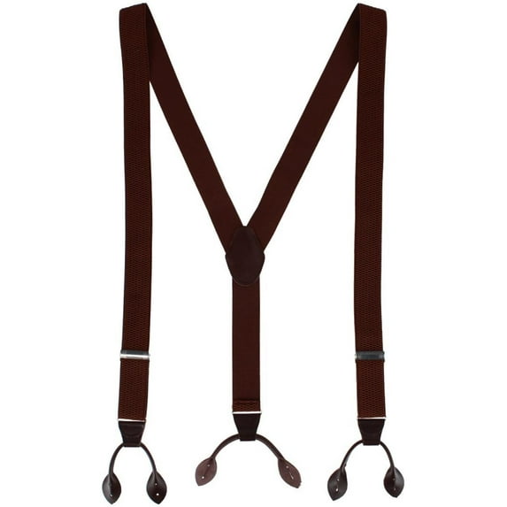 CTM 35mm Wide Elastic and Leather Button-End Suspenders (Men)