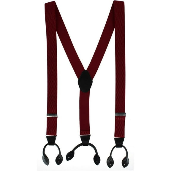 CTM  35mm Wide Elastic and Leather Button-End Suspenders (Men)
