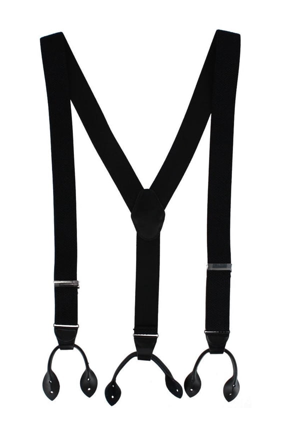 35mm Wide Pin Dot Y-Back Button-End Suspenders (Men)
