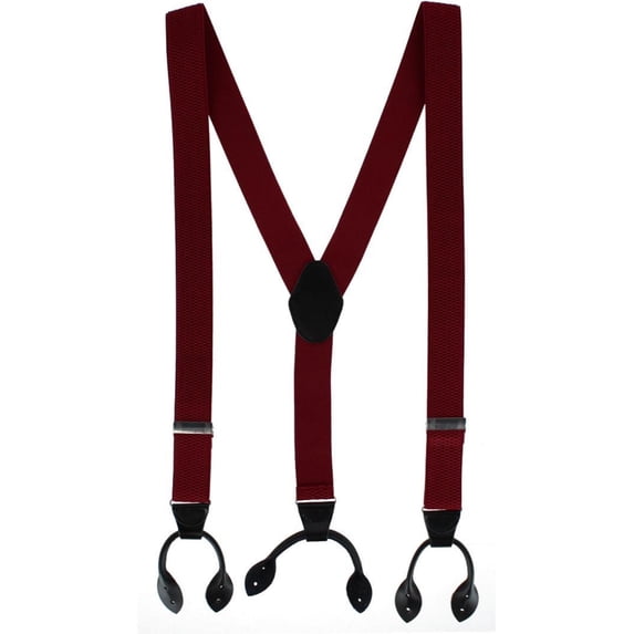 CTM 35mm Wide Pin Dot Y-Back Button-End Suspenders (Men)