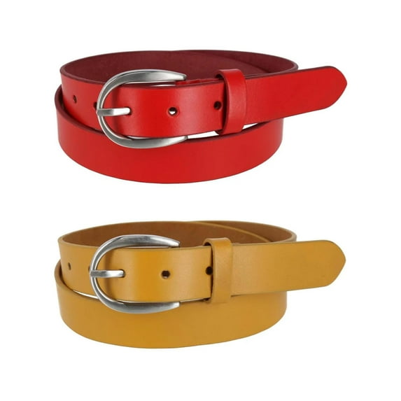 CTM Adjustable Smooth Leather Dress Belt Set (Women)