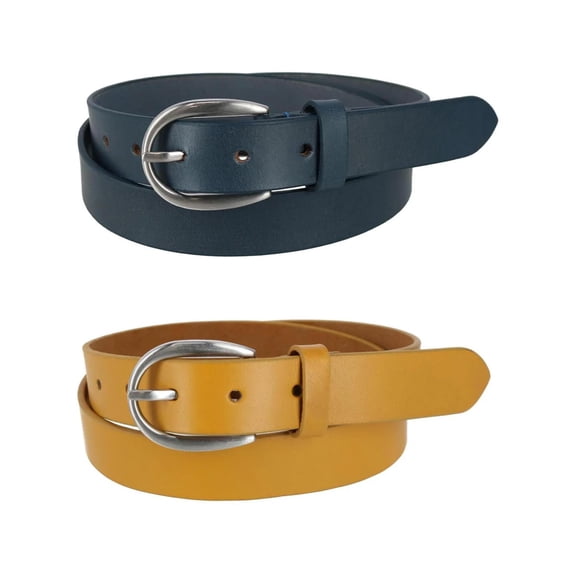 CTM Adjustable Smooth Leather Dress Belt Set (Women)