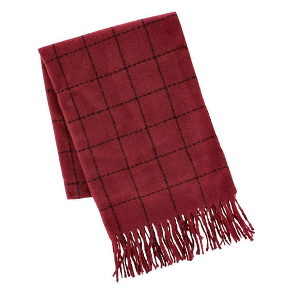 CTM Adult Grid Pattern Soft Winter Scarf with Fringe