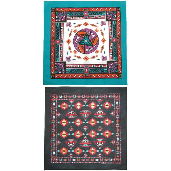 CTM Aztec and Apache Southwestern Print Bandana Kit (Pack of 2) (Women)