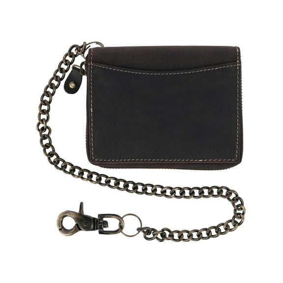 CTM  Bifold Zip Around Chain Wallet with Interior Zip (Men)