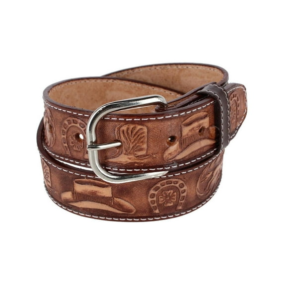 CTM Boy's Leather Rodeo Tooled Western Belt