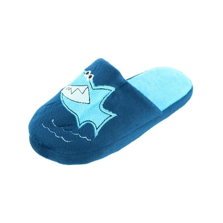 CTM Boy's Slide House Slippers with Shark Detail