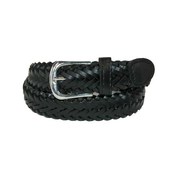 CTM Boys' Leather 3/4 Inch Adjustable Braided Dress Belt