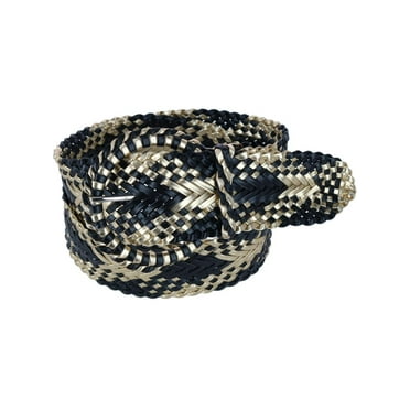 CTM  Braided Plaid Wide Belt with Matching Buckle (Women)
