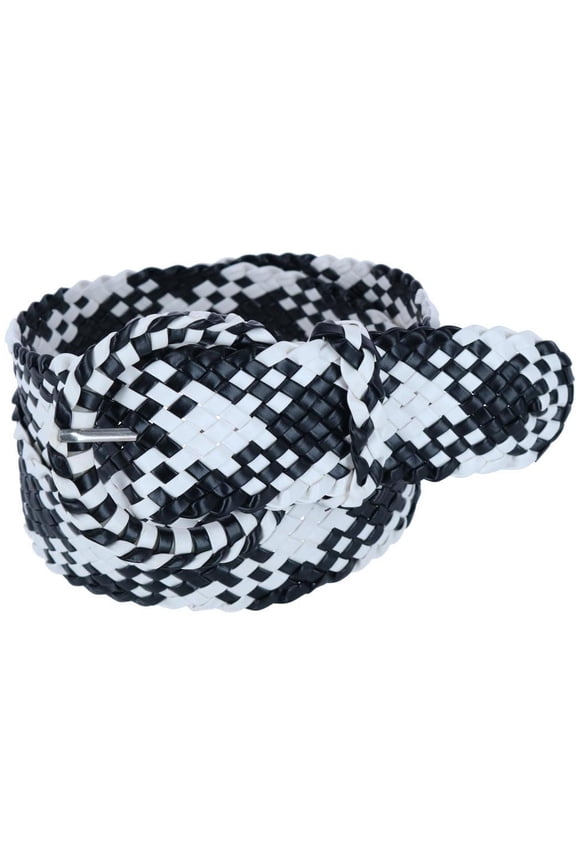 1 7/8 Inch Wide Braided Plaid Belt with Matching Buckle (Women)