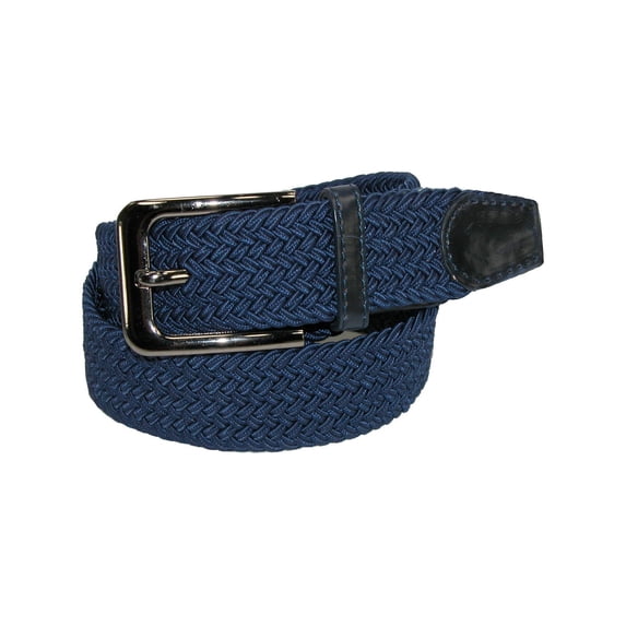 CTM Braided Stretch Belt Silver Buckle Adjustable Elastic (Men)